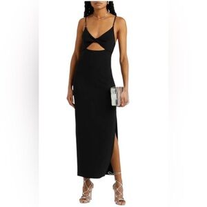 Bec + Bridge Ivy Midi Dress Black Cut Out Pencil Slit Sleeveless Spaghetti Strap